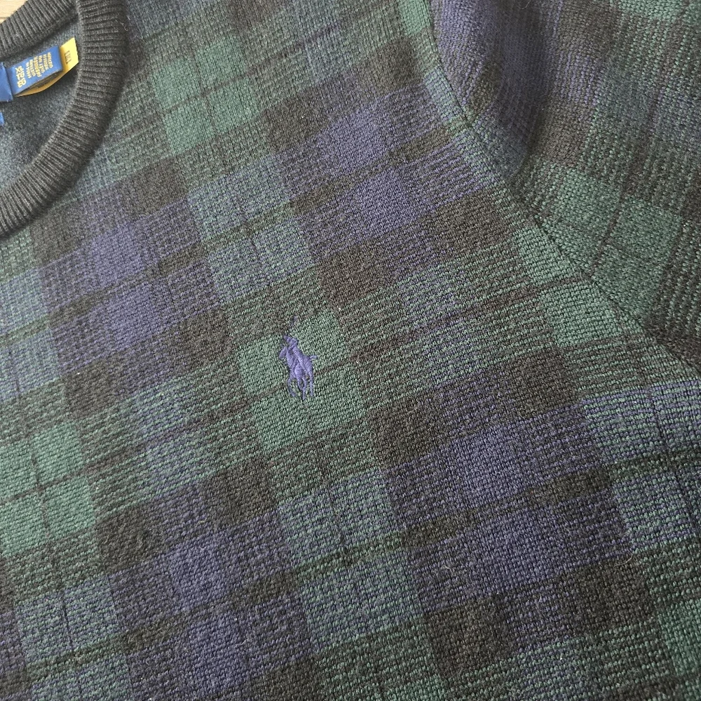 POLO Ralph Lauren Plaid Washable Wool Sweater Tartan